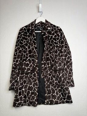 Y2K Women’s Giraffe-Printed Short Hair Fitted Blazer Coat